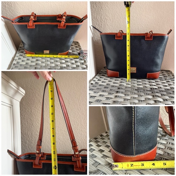 Dooney & Bourke Black Saffiano Leather Tote with Brown Trim - Picture 14 of 16